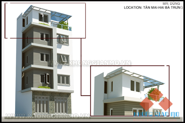 Phối cảnh thiết kế 3D kiến trúc mặt ngoài nhà dân dụng